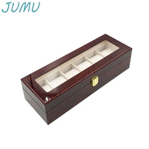 Caja de regalo de reloj de madera con tapa de vidrio, 6 ranuras, venta al por mayor - Product Image 5