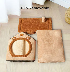 Abri pour chat en molleton de corail de couleur personnalisée coussin chauffant facile à assembler pour animaux de compagnie pour l'hiver respirant et sûr pour la maison des chats - Product Image 5