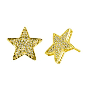 2024 New Arrival Fine Jewelry Korea Iced Out Crystal 5A Zircon 925 Sterling Silver Star Shaped Stud Earrings
