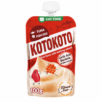 Sachet souple personnalisé pour aliments pour chats à base d'œufs de thon, avec bec verseur, pour l'emballage de nourriture pour animaux de compagnie en détail, capacité de 100g et motifs imprimés