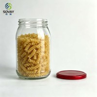 Stoples Kaca Transparan Bulat Besar 850ml, Wadah Kaca Food-Grade untuk Sirup dan Acar, untuk Rumah Tangga dan Produksi Pabrik Massal