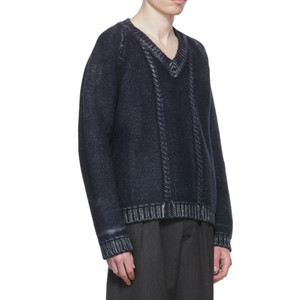 Pull-over unisexe col en V à manches longues personnalisé en tricot <span class=keywords><strong>avec</strong></span> blocage des couleurs <span class=keywords><strong>pour</strong></span> hommes en automne personnalisable en usine - Product Image 2