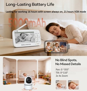 Moniteur bébé avec écran HD IPS de 5 pouces, mode VOX, batterie 5000 mAh, détection des pleurs du bébé, caméra WiFi, <span class=keywords><strong>babyphone</strong></span>, caméra pour bébé - Product Image 5