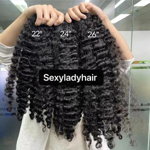 Parrucche di capelli umani vergini cambogiani, birmani e vietnamiti, ricci, crespi, a onda d'acqua, con frontale - Product Image 4
