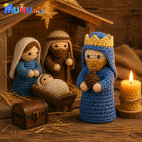 Ensemble de figurines amigurumi de la Vierge Marie en crochet fait main, poupée religieuse catholique en coton naturel, cadeau pour la fête des mères, Pâques