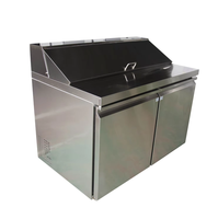 Table de préparation commerciale 2 portes pour salades et pizzas, réfrigérateur vitrine à refroidissement par air intégré