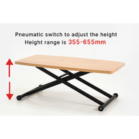 Table basse multifonctionnelle à plateau relevable, design extensible et surélevé pour salon de petite surface