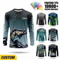 T-shirt à manches longues pour homme, personnalisé OEM ODM, sublimation, camouflage, col rond, impression intégrale, pour la pêche