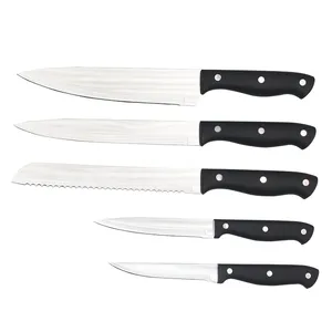 Set di coltelli da cucina in acciaio inossidabile a codolo completo economico di vendita caldo e coltelli con manico in plastica