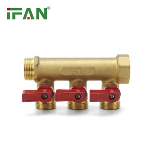 IFAN Trustable poignée <span class=keywords><strong>rouge</strong></span> filetage laiton collecteur 3 voies haute pression raccord PEX 3/4 ''-1'' couleur jaune vanne en laiton - Product Image 2