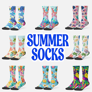 Vente en gros de chaussettes pour hommes tendance été, <span class=keywords><strong>Happy</strong></span> Crew Socks, design amusant, Cool 360 °   Imprimé, été, plage, vacances, faible minimum de commande - Product Image 1