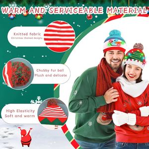 Chapeau de Noël LED de haute qualité 2026, <span class=keywords><strong>pull</strong></span> tricoté lumineux Père Noël, cadeau de Noël pour enfants <span class=keywords><strong>et</strong></span> adultes - Product Image 3