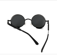 Lunettes de soleil classiques rétro rondes UV400 pour hommes, polarisées, monture épaisse en métal, charnière à ressort, pour la conduite en extérieur et les voyages