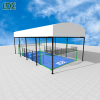 Elektrikli Geri Çekilebilir Çatılı, Temperli Camlı, Suni Çimli, Çelik Konstrüksiyonlu, WPT Onaylı Spor Kulübü İçin Padel Kortu