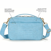 Sac à langer multifonction de luxe en PU résistant à l'eau, pochette pour poussette, sac à bandoulière, sac à couches, sac à lingettes