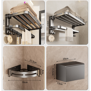 Set di 6 pezzi bagno <span class=keywords><strong>a</strong></span> parete portasciugamani - Product Image 3