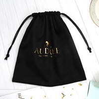 Wieder verwendbare schwarze Samt Kordel zug Geschenk beutel Benutzer definierte Logo-Druck Soft Velvet Jewelry Cosmetic Makeup Bag