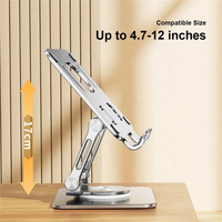 Nouveau support de téléphone de bureau en métal pliable et réglable avec base pivotante à 360° en aluminium pour tablette et téléphone portable