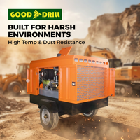 Compresseur à vis diesel ultra haute pression 35 bars, compresseur portable de très haute pression pour le forage de puits pétroliers