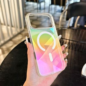 Coques de téléphone portable en acrylique plaqué arc-en-ciel, protection brillante de luxe pour <span class=keywords><strong>iPhone</strong></span> 17, 17 Pro, 17 Pro Max, 16, 15, 14, 13, <span class=keywords><strong>12</strong></span>, magnétiques - Product Image 1
