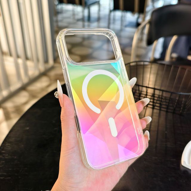 Rainbow-Plated Acrylic Mobile Phone Cases Protective Cover Shinny Luxury for iPhone 17 17Pro 17 Pro Max 16 15 14 13 12 Magnetic