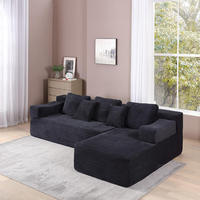 Canapé-lit d'angle de luxe de style Mid-Century Modern, ultra-doux, en éponge, modulaire et mobile, pour un coin détente intime et chaleureux, petit et confortable