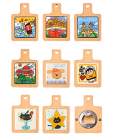 Imán de nevera 3D de dibujos animados con abridor de botellas, base de madera, pegatina para refrigerador, recuerdo turístico, regalo de viaje urbano, logotipo personalizado, venta al por mayor