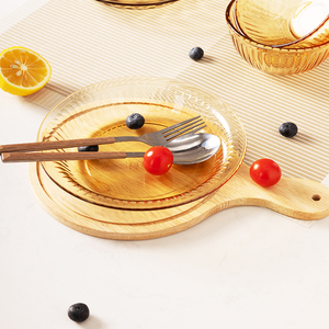 Ensemble de vaisselle chinoise personnalisée avec des assiettes ambrées résistantes à la chaleur et des services de restauration en <span class=keywords><strong>verre</strong></span> pour la fourniture en gros d'assiettes - Product Image 3