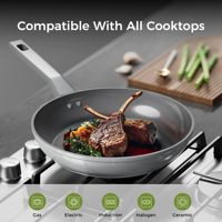 Poêle à frire antiadhésive en aluminium gris avec poignée sûre au toucher froid, idéale pour les œufs, ustensile de cuisine sain, sans PTFE