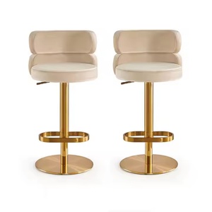 Chaise de bar en tissu et cuir doré en métal moderne, meubles de luxe pour salle à manger, vente chaude - Product Image 1