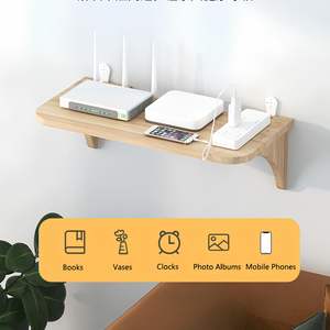 Petites étagères flottantes en <span class=keywords><strong>bois</strong></span> naturel avec <span class=keywords><strong>support</strong></span> <span class=keywords><strong>invisible</strong></span> pour rangement au-dessus des toilettes, organisateurs d'étagères pour routeurs, supports de rangement pour vaisselle - Product Image 3