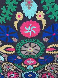 Traditional Uzbek Suzani Cotton <b>Throw</b> Hand Embroidered Bedsheet <b>Bed</b> <b>Cover</b> Colorful Wall Decor - Product Image 5