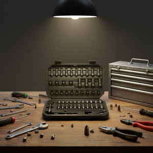 Jeu de douilles à chocs 55 pièces 1/4 pouce en acier au chrome-molybdène, avec cliquet et étui, pour outils manuels de bricolage - Product Image 2