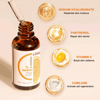 Sérum Visage Anti-Âge Éclaircissant et Hydratant à la Vitamine C & E, Acide Hyaluronique, Acide Azélaïque et Algues Marines
