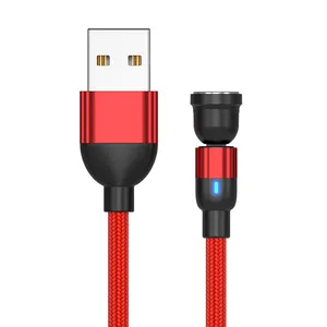 Usb Phone Charger Cable 2022 Hot Sell 540 Rotation Magnetic Fast Charging Data Cable 3 In 1 Micro Usb Phone Charger Fast Charge Mobile Charger Cable