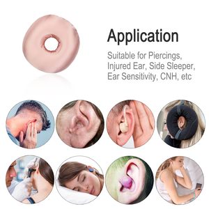 Soulagement de la pression du sommeil Dormeurs latéraux douloureux Soie Satin soyeux Piercing Oreiller Oreille Donut Oreiller avec trou pour la douleur de perçage <span class=keywords><strong>d</strong></span>'oreille - Product Image 6