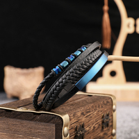 Pulsera de Cuero Personalizada con Barra de Identificación en Acero Inoxidable para Hombre