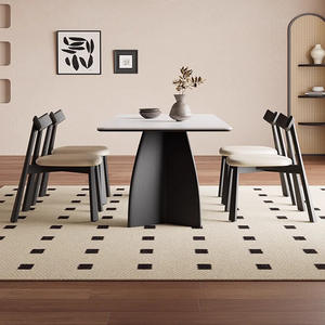 Ensemble table et chaises de salle à manger 4 pièces, plateau rectangulaire en pierre, style moderne minimaliste pour usage domestique - Product Image 3