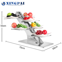 XINGPAI Hôtel Fournitures En Acier Inoxydable De Service En Métal Alimentaire Buffet Plateau Trois Niveaux Restauration Affichage Riser Gâteau De Mariage Stand