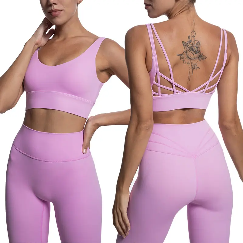 Estate nuova moda stretto Sexy bella schiena reggiseno alto elastico sport fitness set abbigliamento da allenamento tuta da Yoga set da allenamento da donna