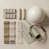 Kit de Pilates avec bandes de résistance, ensemble d'entraînement portable pour la maison, tapis de Pilates antidérapant avec poids en forme d'anneau