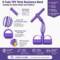 Appareil d'entraînement multifonctionnel à huit tubes avec résistance par pédale, poignée antidérapante, sangle de pied en PVC, exercice corps entier, matériau TPE