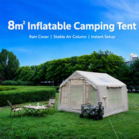 Tente Gonflable 8m² Portable Double Porte Fenêtre Panoramique Quatre Saisons Imperméable Oxford Cabine Glamping Camping Extérieur