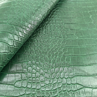 Tissu en cuir PVC gaufré Caiman vert menthe 1,0 mm, 54 pouces, avec support brossé, élastique, pour sacs d'école, papeterie, artisanat, chaussures, ceintures 1