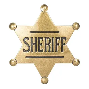 Nieuwe 2023 Producten Idee Metalen Sheriffs Badge 3d Reliëf Op Maat Vergulde Metalen Gegoten Ster Badge