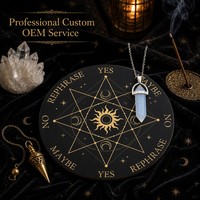 Plaque en bois gravée au laser Lune et Étoile, en tilleul durable, forme ronde, ensemble de divination pour la décoration intérieure et les cadeaux