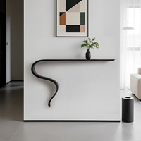 Table console murale ultra-étroite en bois massif, design minimaliste, aspect haut de gamme, étagère de rangement autonome pour hall d'entrée