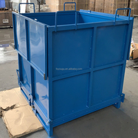 Bac à déchets pour chariot élévateur en acier robuste, trémie auto-vidante, bac à ferraille pliable, bac à ordures, rayonnages empilables, étagères