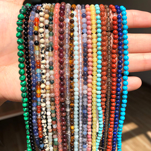 Cuentas redondas de piedra Natural de 2/3mm, amatista, ágata, <span class=keywords><strong>Ojo</strong></span> de Tigre, piedras preciosas, cuentas de turquesa, Diy para joyería, collar, fabricación de pulseras - Product Image 1