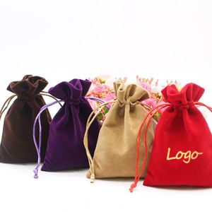 Custom Logo Drawstring Velvet Jewelry Pouch for Bracelets <b>Watches</b> Necklaces Glasses Elegant Fabric Packaging - Product Image 3